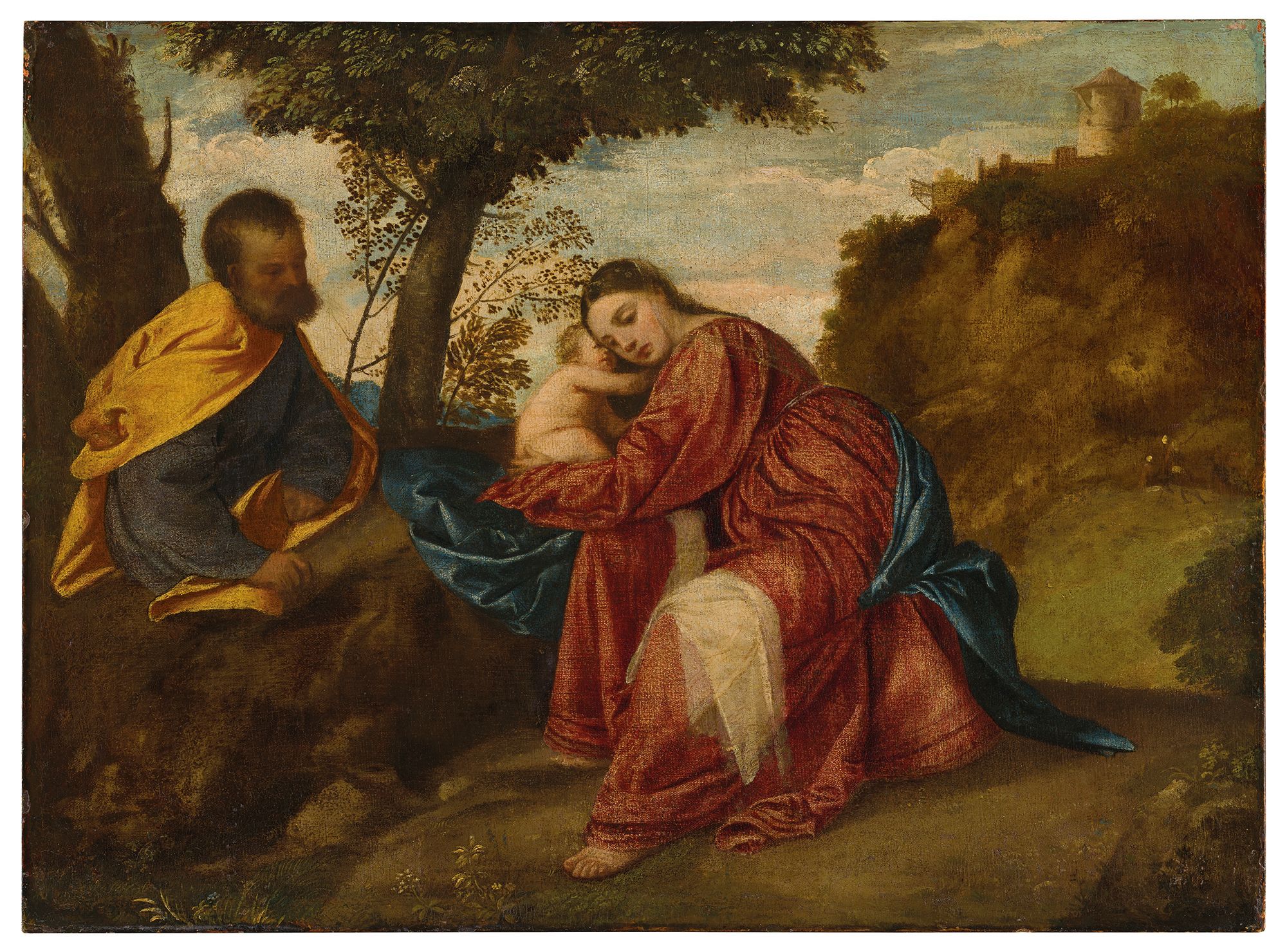 <em>"The Rest on the Flight into Egypt" by Titian</em>