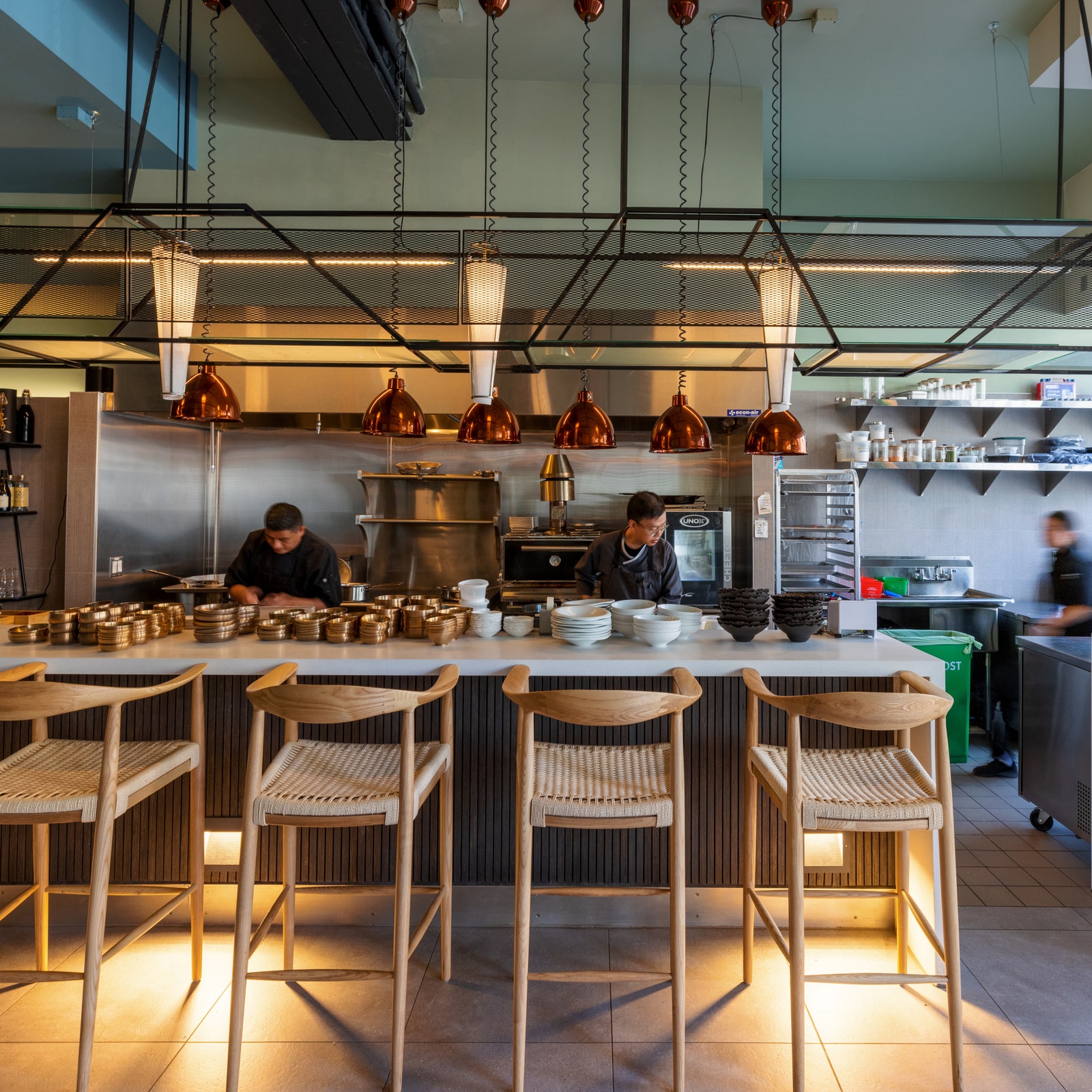 An interior of a restaurant.