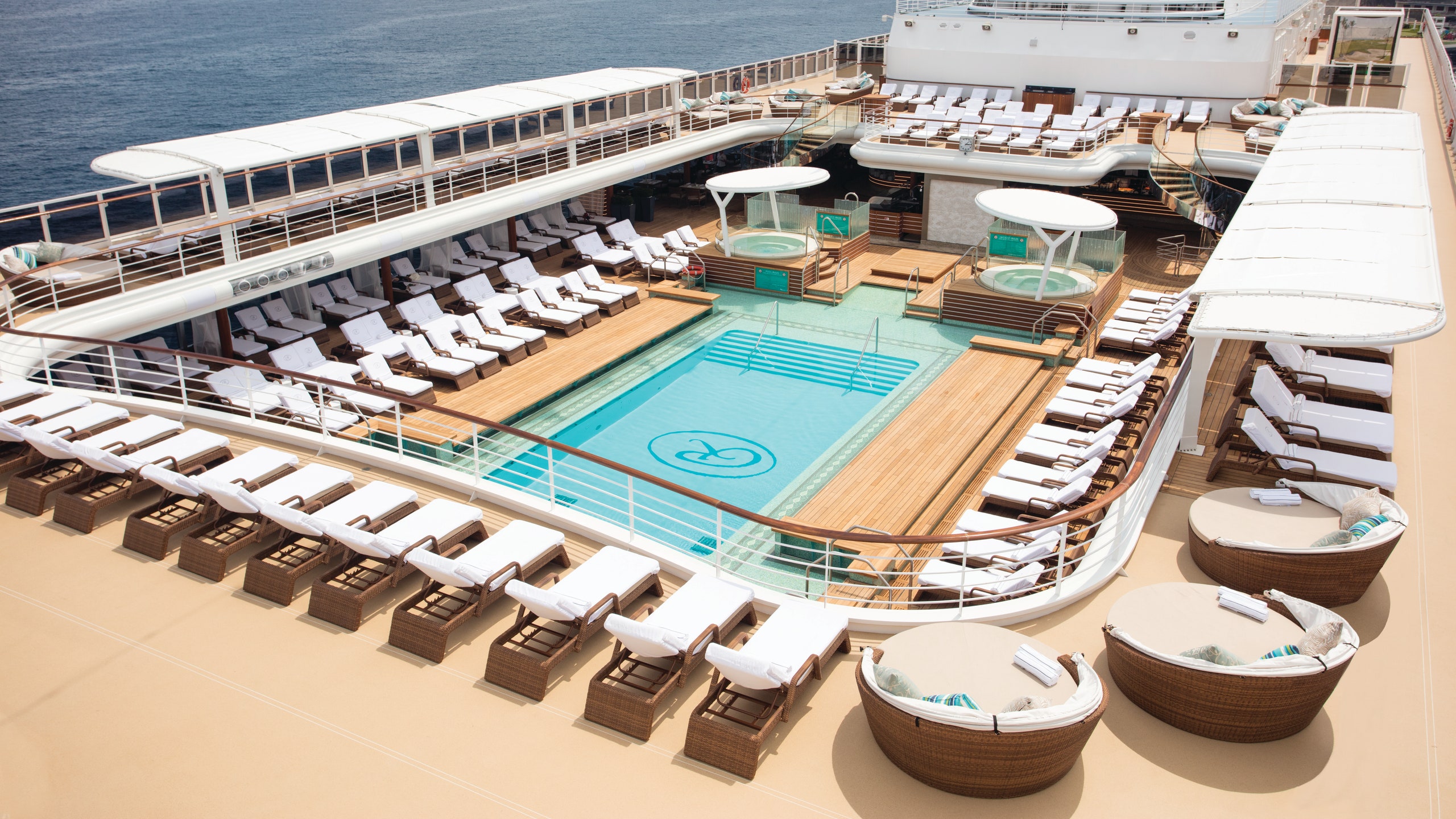 A pool deck of a cruise ship.