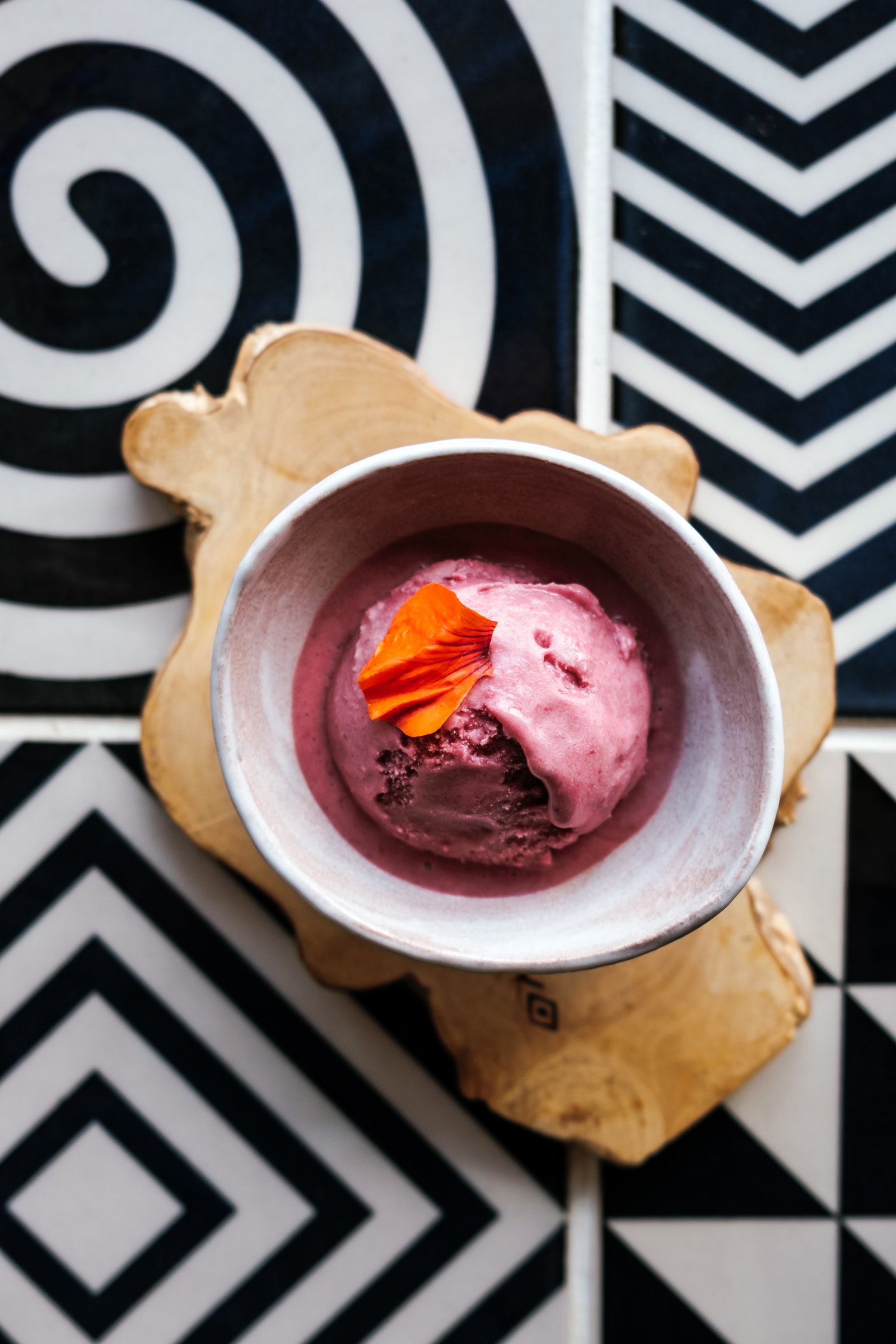 Housemade tamarillo ice cream at Wilderness Bisate lodge