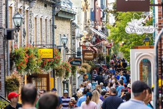 people on a street walking