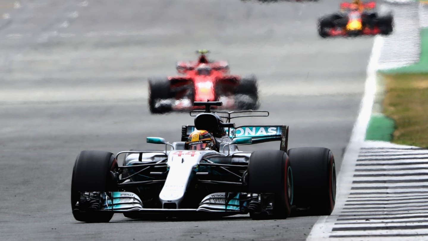 NORTHAMPTON, ENGLAND - JULY 16: Lewis Hamilton of Great Britain driving the (44) Mercedes AMG