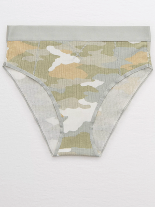 Aerie ribbed high cut bikini underwear in colorful camo print