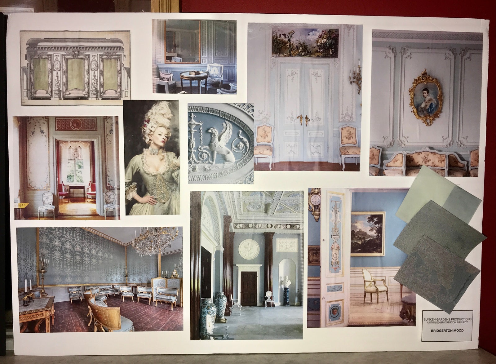 Bridgerton Interior Design mood boards in pale colors