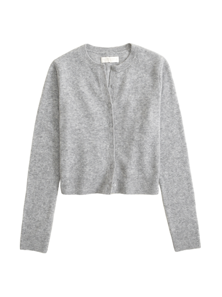 Abercrombie & Fitch Merino Wool-Blend Slim Crew Cardigan 