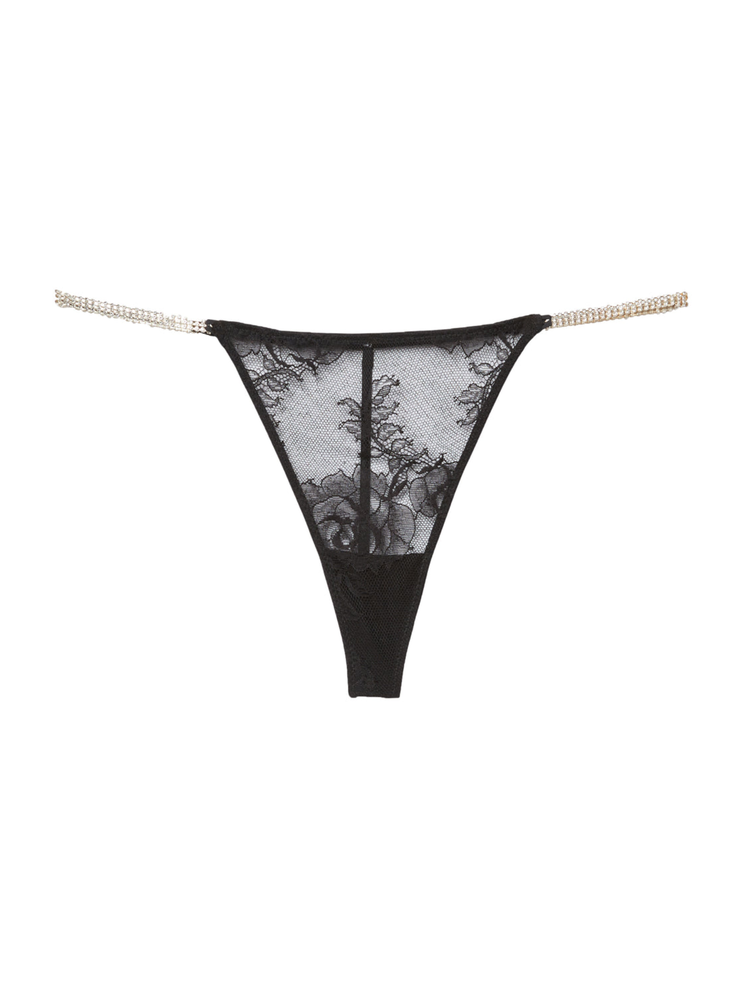 Fleur Du Mal Crystal Bouquet Lace V-String 