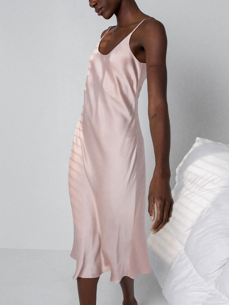 Lunya Washable Silk Bias Slip Dress