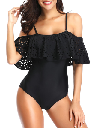 One Piece Off Shoulder Lace Swimsuit