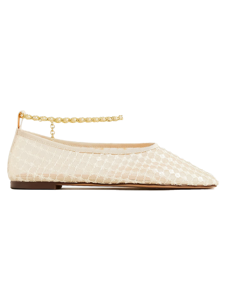 J.Crew Quinn Embellished Removable Ankle-Strap Ballet Flats