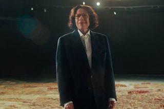Image may contain Fran Lebowitz Pretend It's A City Clothing Apparel Suit Overcoat Coat Fashion Human Person and Runway