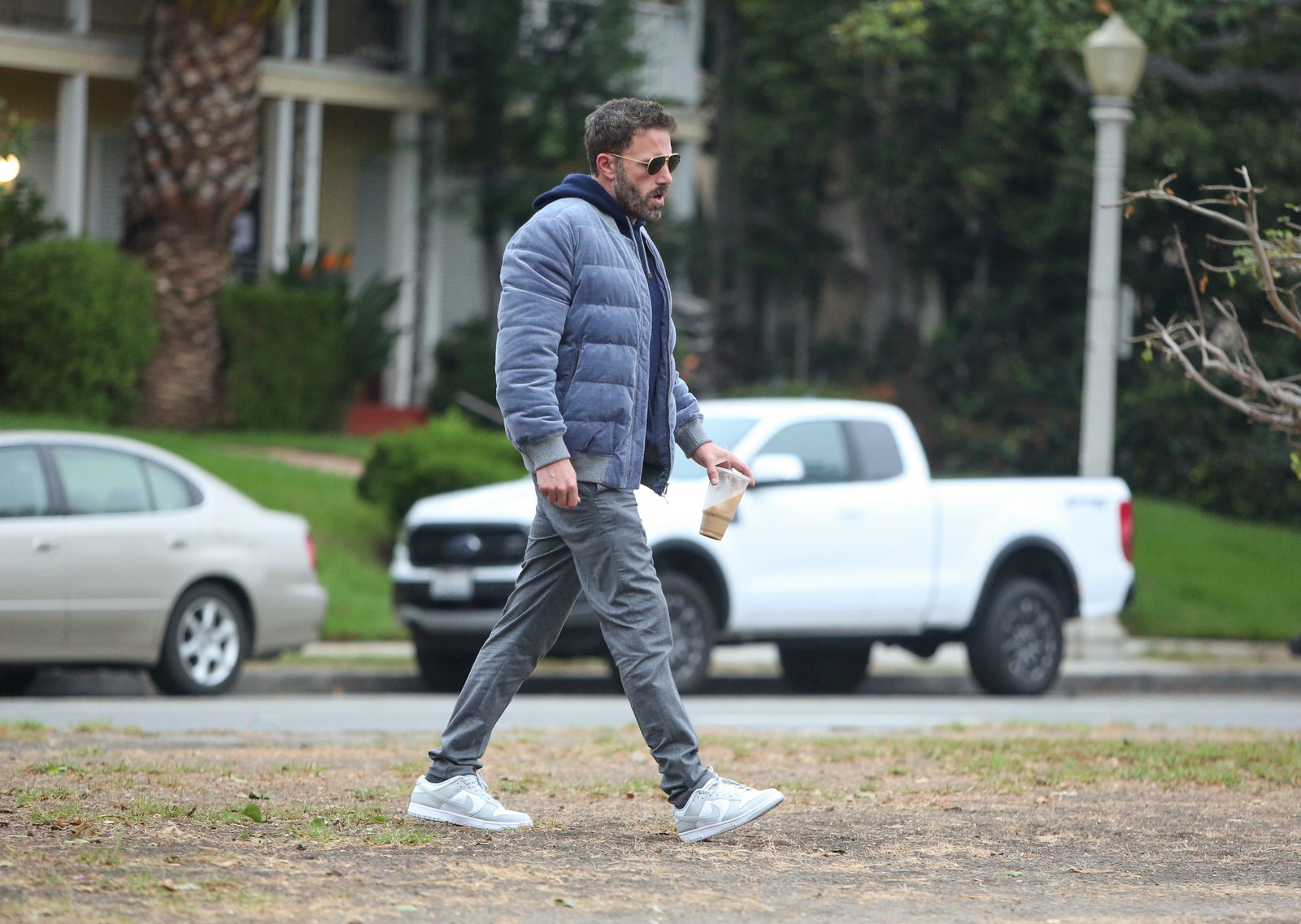 Ben Affleck wearing the Nike Dunk Low ‘Grey Fog