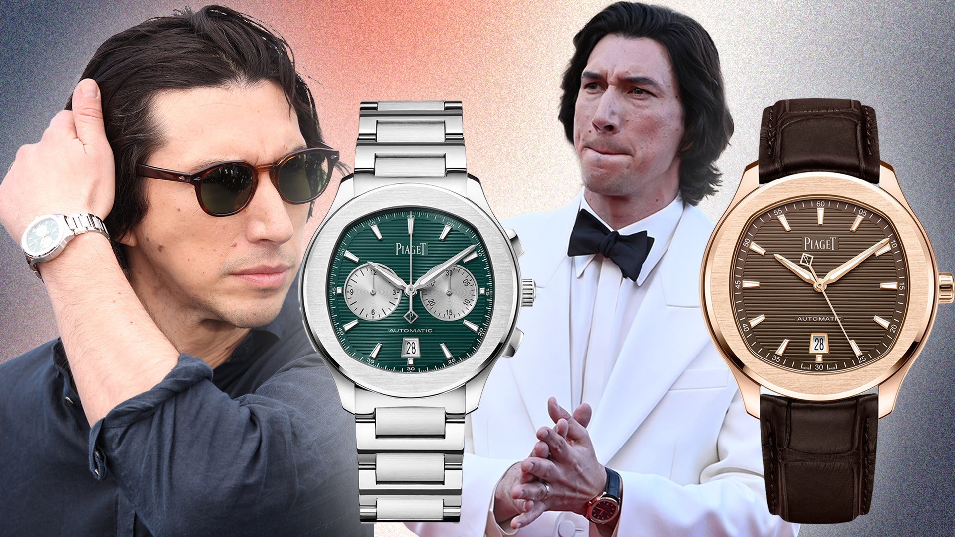 Image may contain Adam Driver Adam Driver Wristwatch Accessories Formal Wear Tie Arm Body Part Person and Glasses