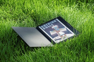 Image may contain Grass Plant Lawn Book Publication Computer Electronics Tablet Computer and Computer Hardware