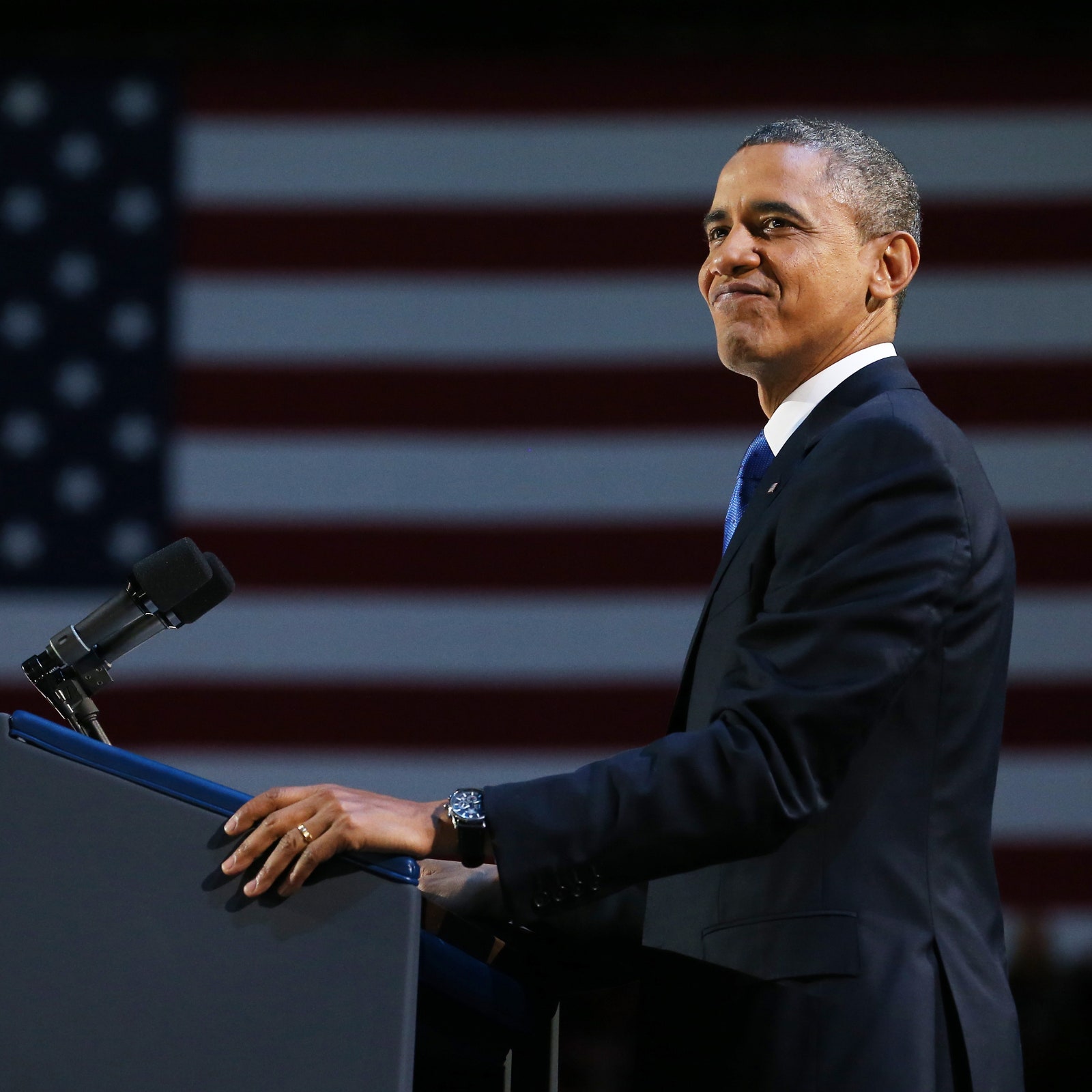 CHICAGO IL  NOVEMBER 06 U.S. President Barack Obama delivers his victory speech after being reelected for a second term...