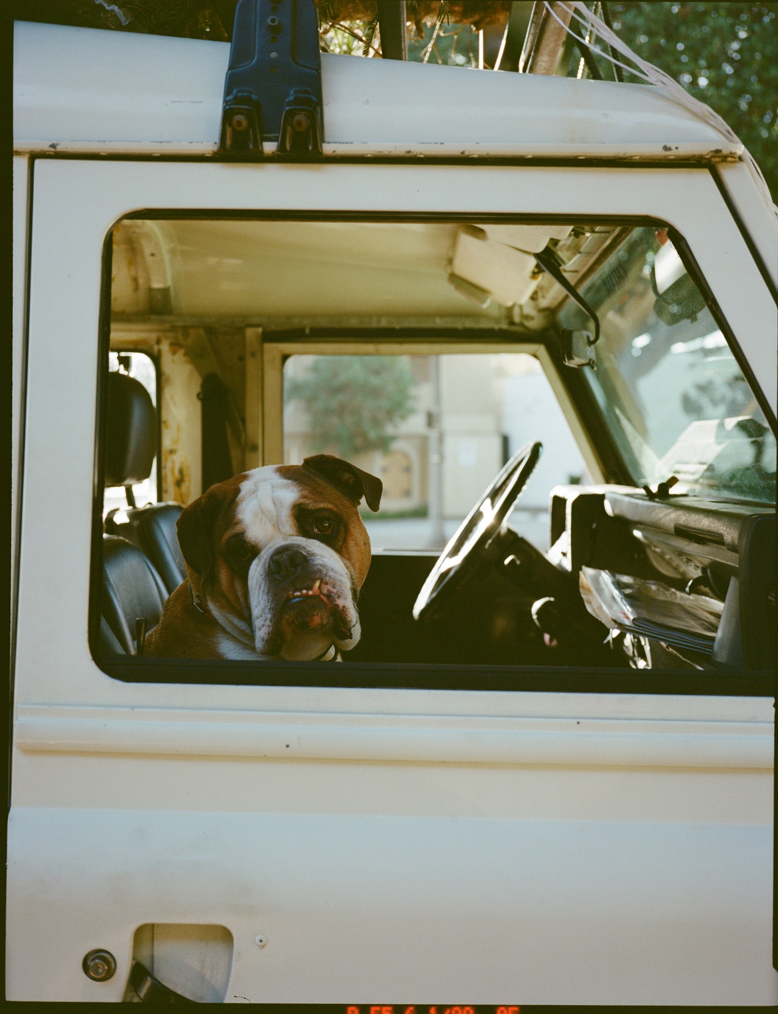 Ghiaia executive Ciro Maria in his typical spot in Baroncini's “impractical” Defender.