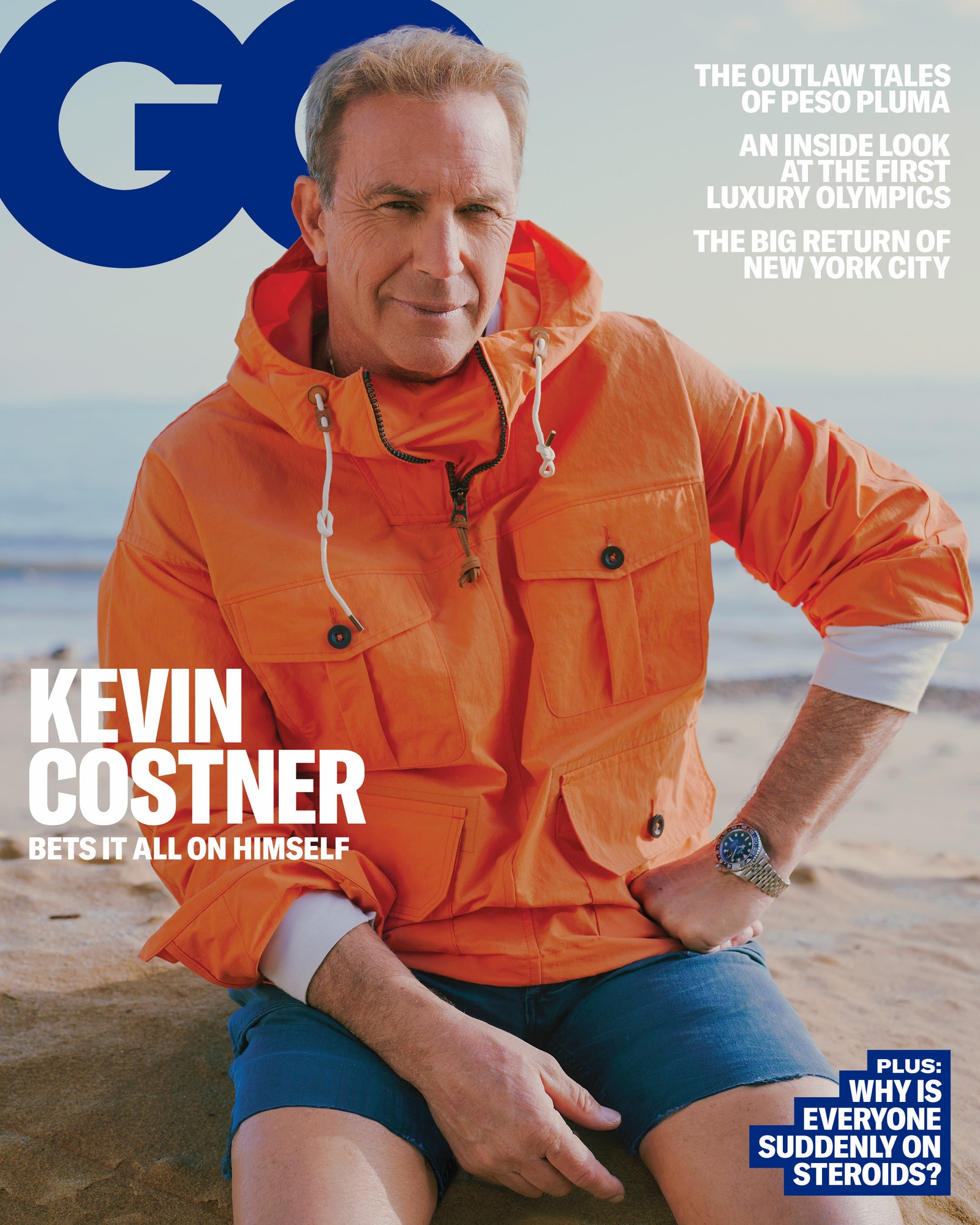Image may contain Kevin Costner Yellowstone Horizon GQ Cover GQ Summer Issue Clothing Coat Vest Lifejacket Adult Person...
