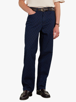 Checkerboard Denim 5 Pocket Trousers