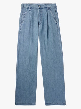 WideLeg Pleated Denim Jeans
