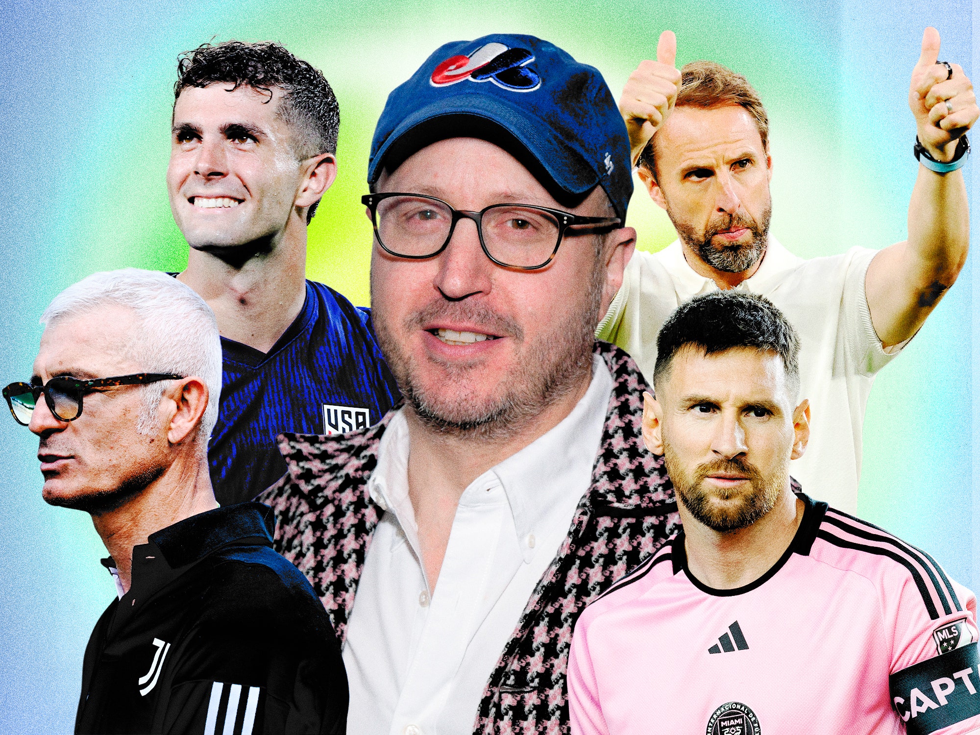 Image may contain Roger Bennett Fabrizio Ravanelli Gareth Southgate Baseball Cap Cap Clothing Hat People and Person