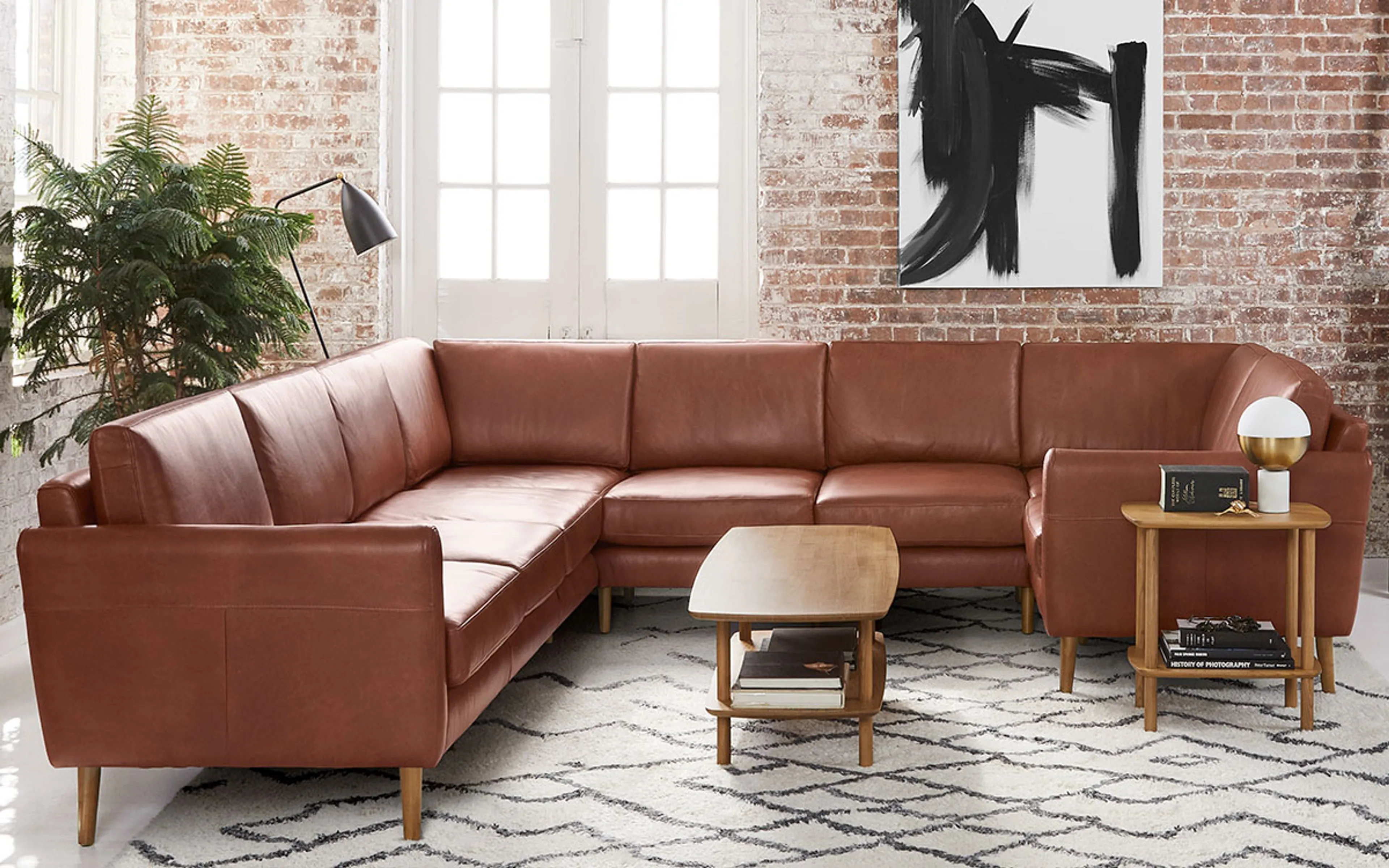 Slope Nomad Leather 6-Seat Corner Sectional