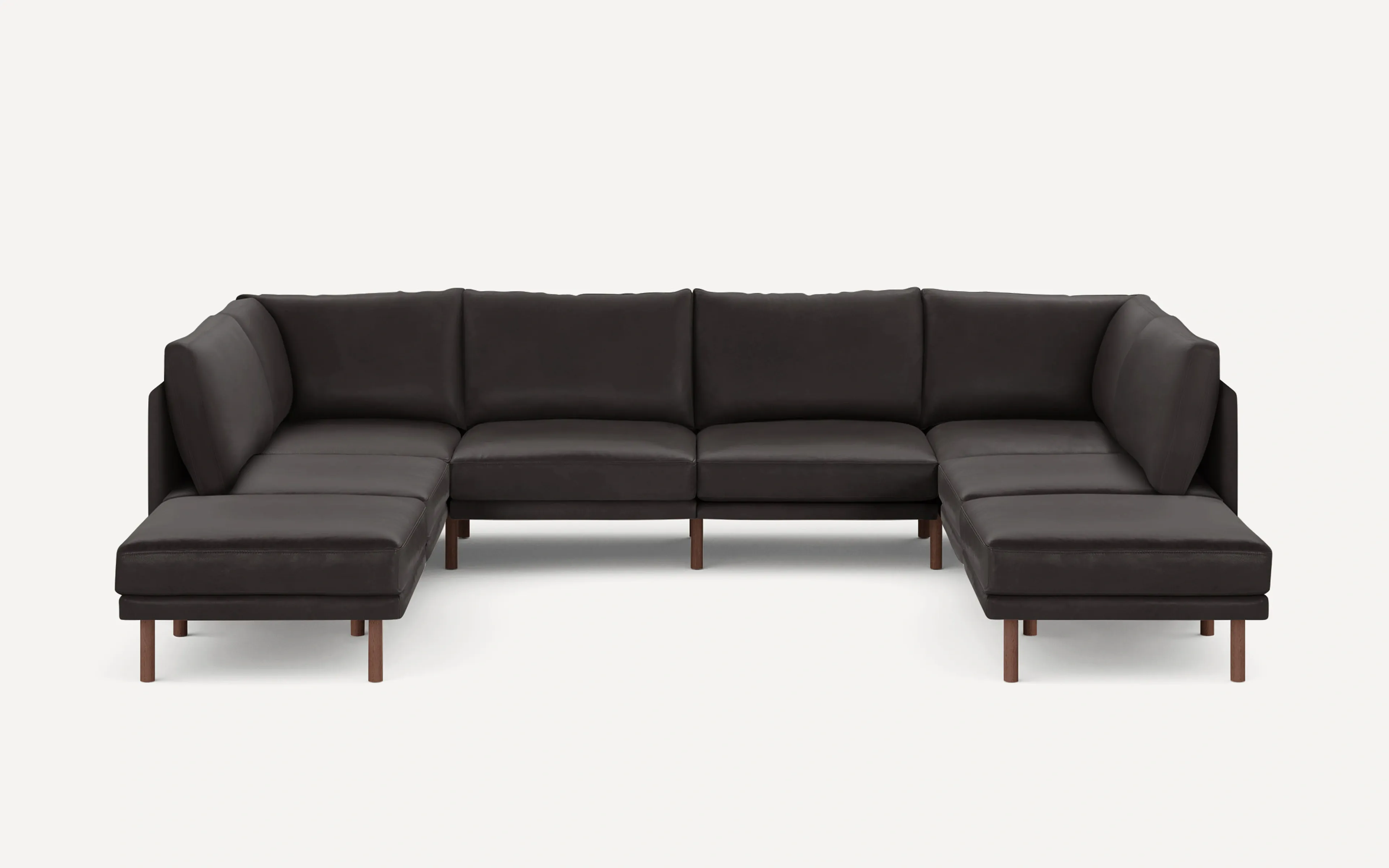 Field Leather 8-Piece Open U Sectional Double Lounger