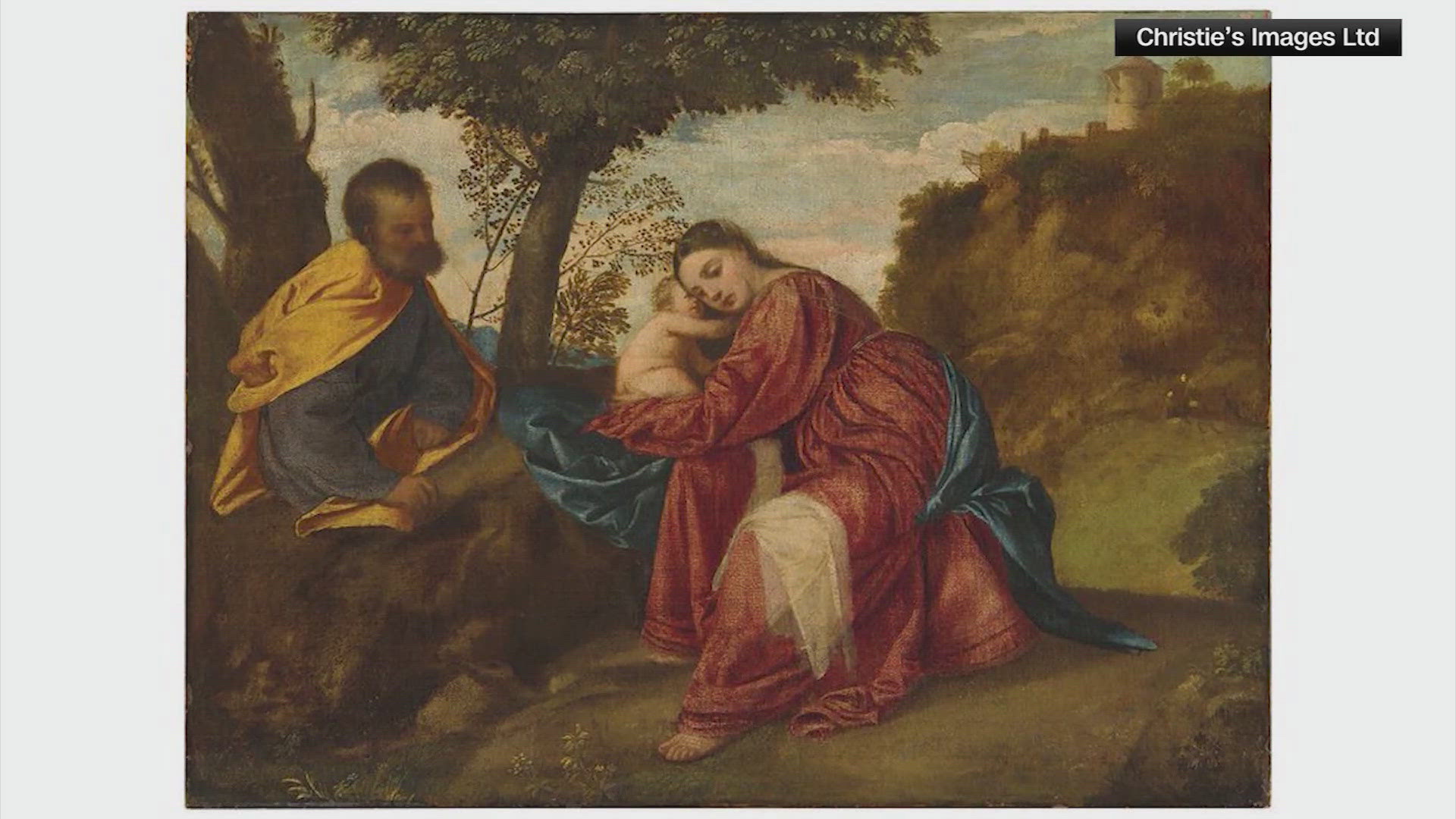 An early 16th-century piece of work called "The Rest on the Flight into Egypt" is one of the earliest works of Italian painter Titian.