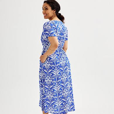 Women's Croft & Barrow V-Neck Flutter Sleeve Maxi Dress