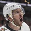 Vegas Golden Knights right wing Jonathan Marchessault hold the Conn Smythe Trophy after the Knights defeated the Florida Panthers 9-3 in Game 5 of the NHL hockey Stanley Cup Finals against the Florida Panthers Tuesday, June 13, 2023, in Las Vegas. The Knights won the series 4-1.


