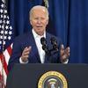 President Joe Biden speaks, Saturday, July 13, 2024, in Rehoboth Beach, Del., addressing news that gunshots rang out at Republican presidential candidate former President Donald Trump's Pennsylvania campaign rally. 