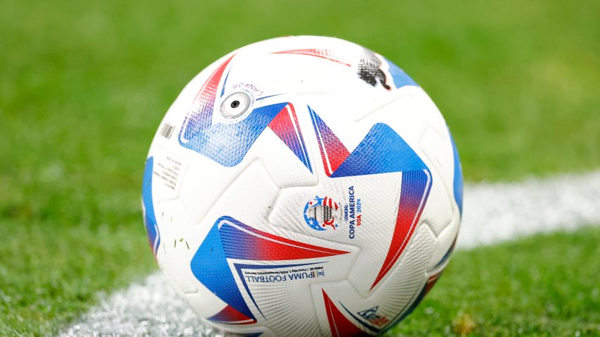 ATLANTA, GEORGIA – JUNE 20: Detail of the match ball prior to the CONMEBOL Copa America group A match between Argentina and Canada at Mercedes-Benz Stadium on June 20, 2024 in Atlanta, Georgia.