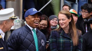 NYC Mayor Eric Adams and NYC Fire Commissioner Laura Kavanagh attend the 2023 New York City St. Patrick's Day Parade on March 17, 2023 in New York City. (Photo by Theo Wargo/Getty Images)