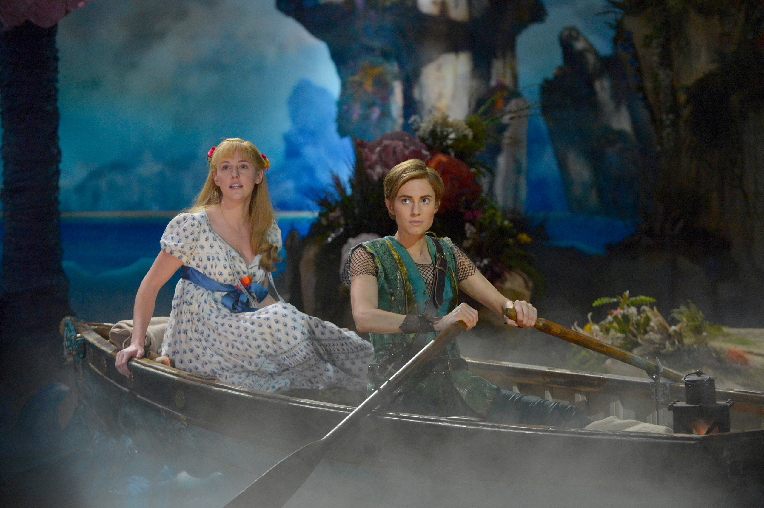 Taylor Louderman as Wendy Darling and Allison Williams as Peter Pan.