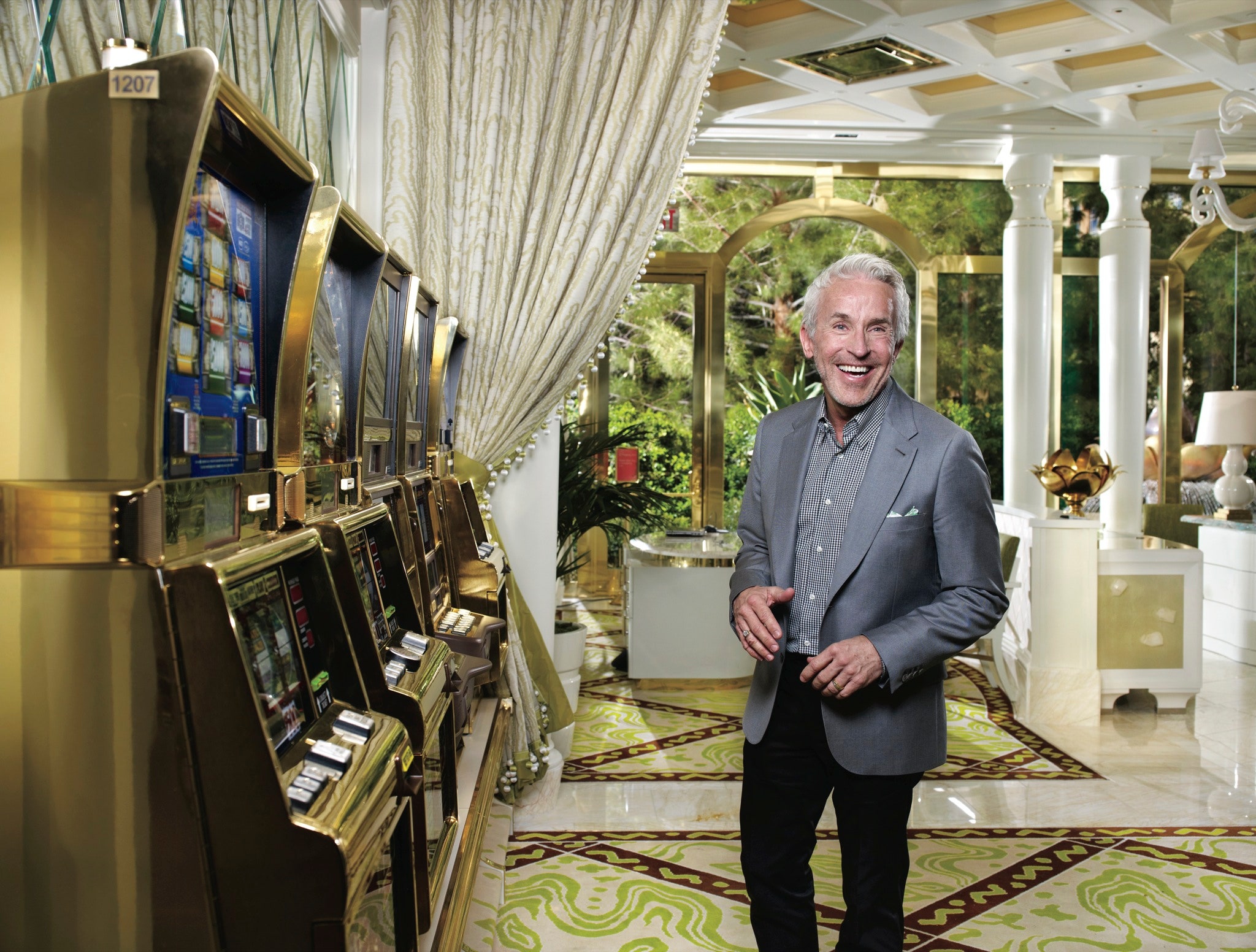 Thomass highlimit slotmachine room at the Wynn Las Vegas inspired by a Japanese Buddha.