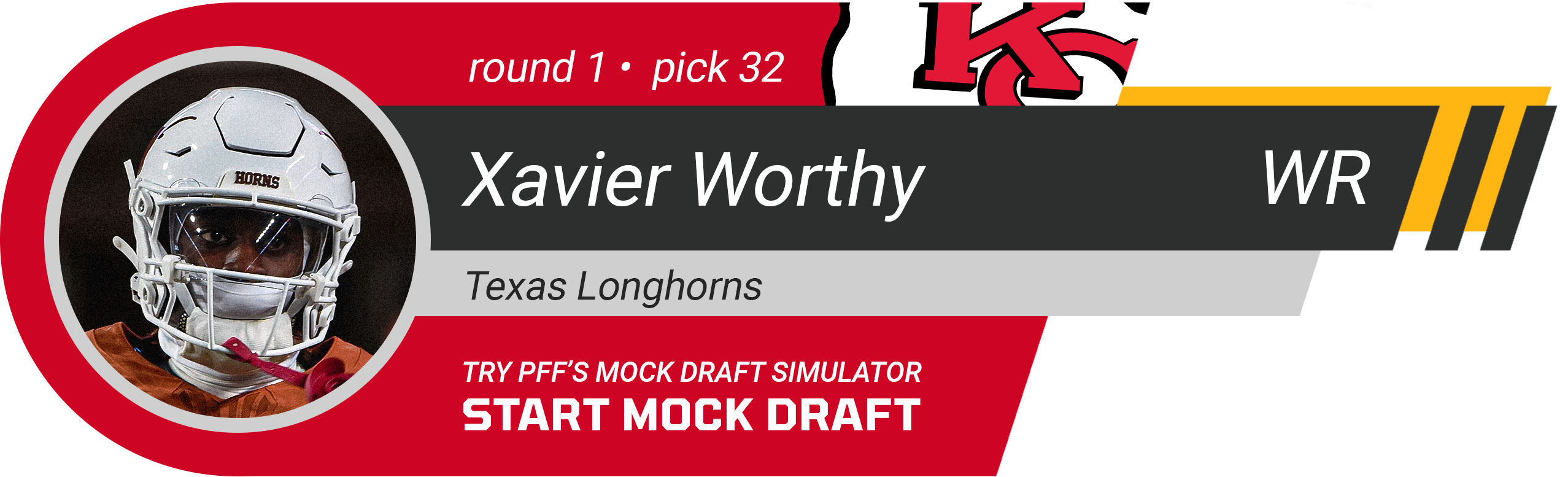 32. Kansas City Chiefs: WR Xavier Worthy, Texas