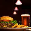 burger, fries and beer