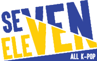 a blue and yellow logo that says seven eleven