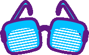 a pair of blue and purple sunglasses with white stripes on the lenses on a white background .