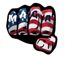 a fist with the letters maga on it