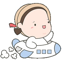 a cartoon of a girl flying in a rocket