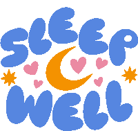 a sleep well sign with a crescent moon and hearts