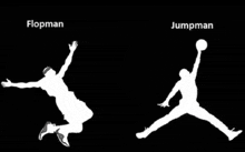 a silhouette of a flopman and a silhouette of a jumpman