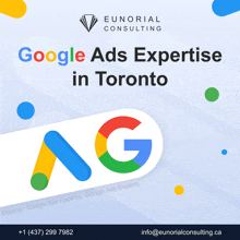 google ads expertise in toronto is advertised on a blue background