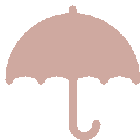 a pink umbrella on a white background with a curved handle