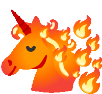 a unicorn with flames coming out of it 's mane