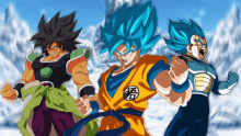 a group of dragon ball characters including broly and goku