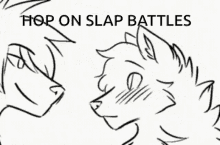 a black and white drawing of a cat laying down with the words `` hop on slap battles '' written above it .