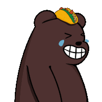 a cartoon bear with a taco on its head crying