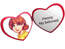 two heart shaped mirrors with penny my beloved written on them