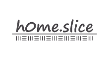 a black and white logo for a company called home.slice .