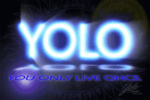 a neon sign that says " yolo " and " you only live once "